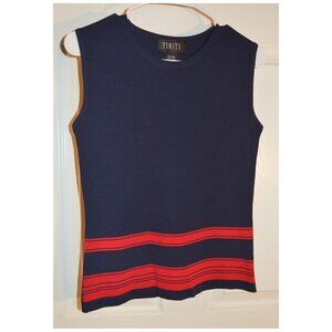 FINITY Navy Blue Red Stripes Women's Blouse Sleeveless Top Shirt Size S
